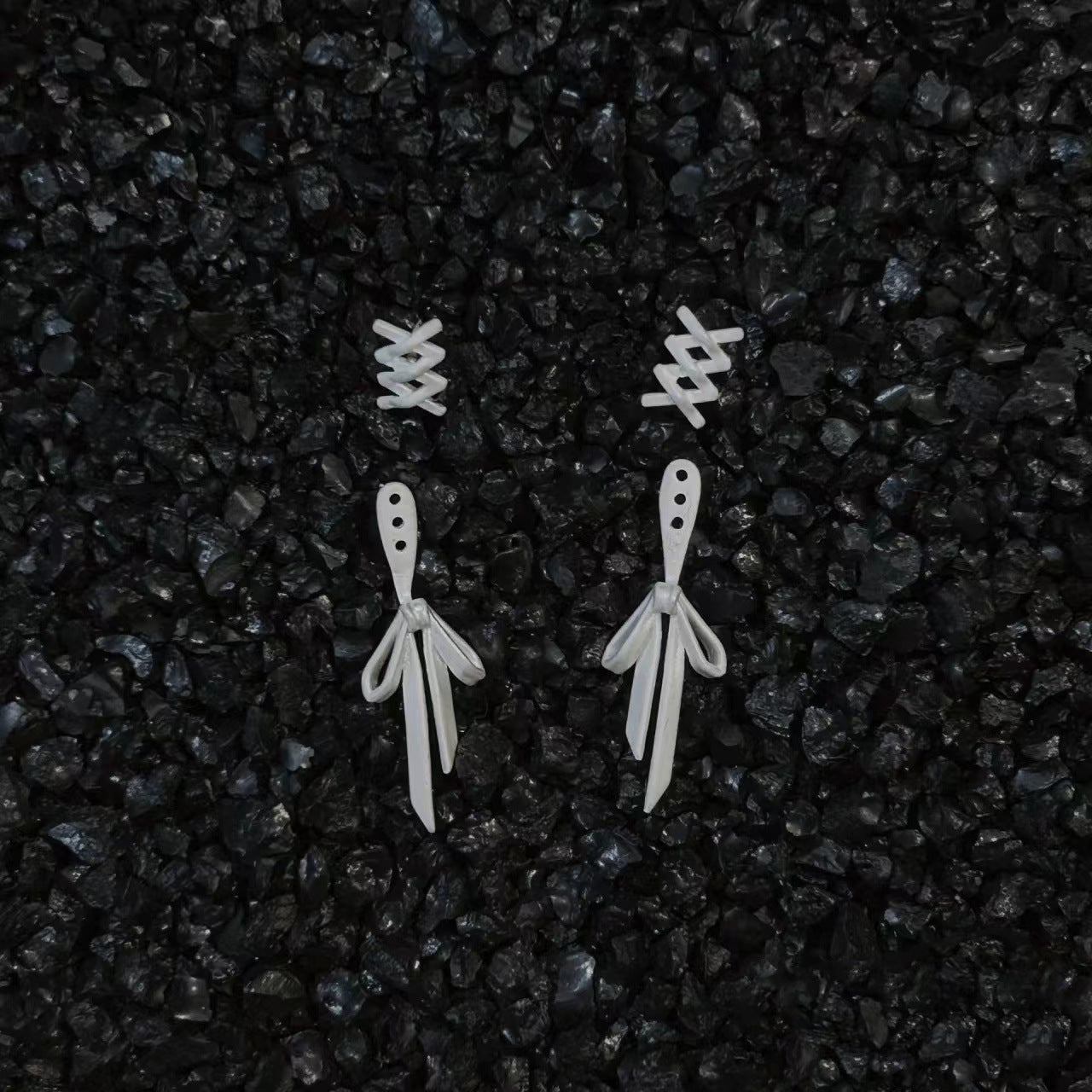 Ballet Style Earring Jackets Sterling Silver Pin Lace And Bowknot Drop Earrings for Girls