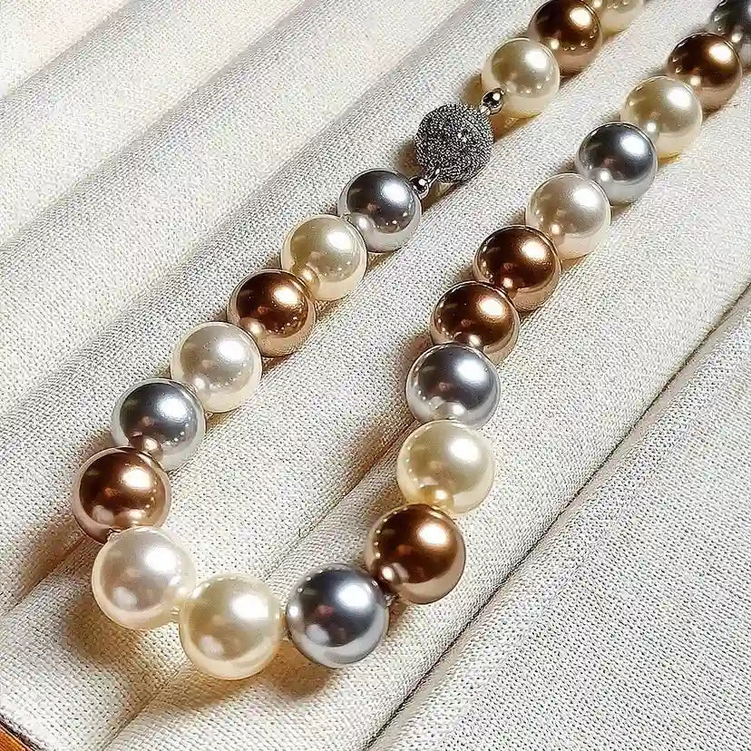New Fashion Pearl Necklace 10mm High Luster Shell Pearl Necklace Silver Clasp 20 inch / 50cm
