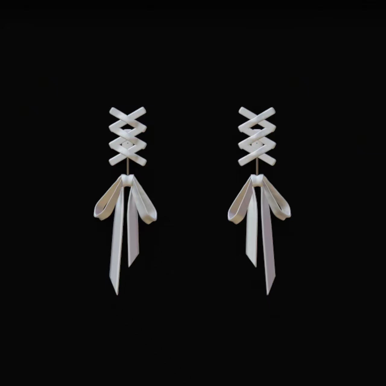 Ballet Style Earring Jackets Sterling Silver Pin Lace And Bowknot Drop Earrings for Girls