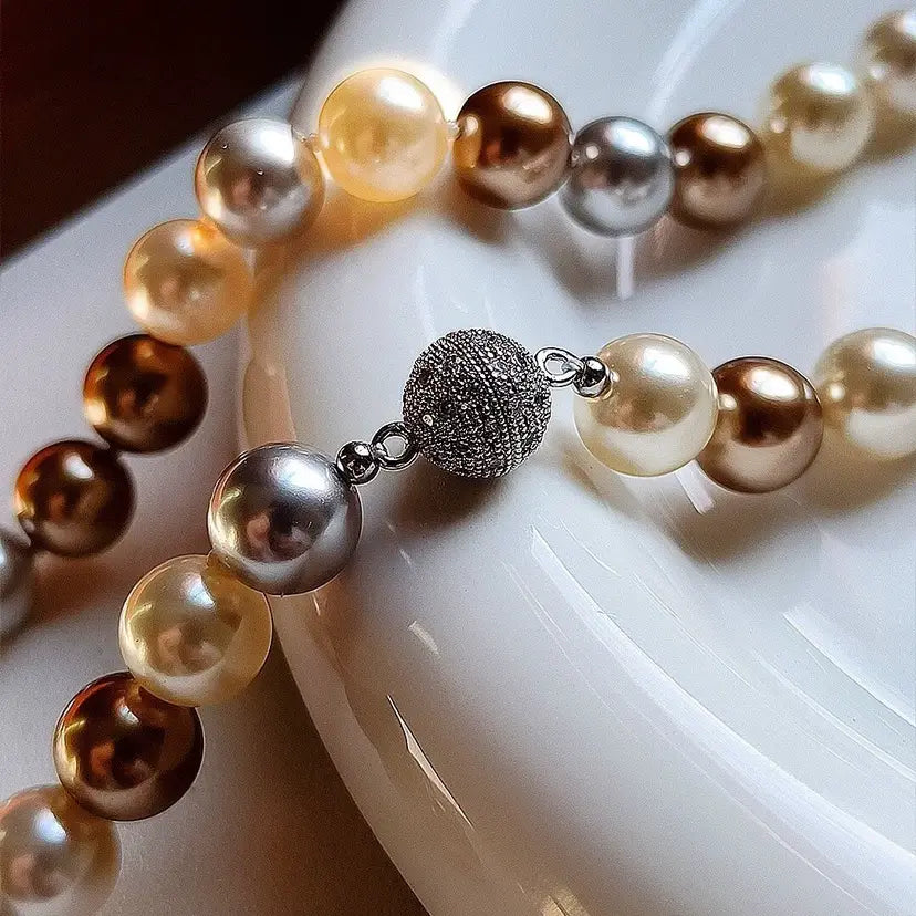 New Fashion Pearl Necklace 10mm High Luster Shell Pearl Necklace Silver Clasp 20 inch / 50cm