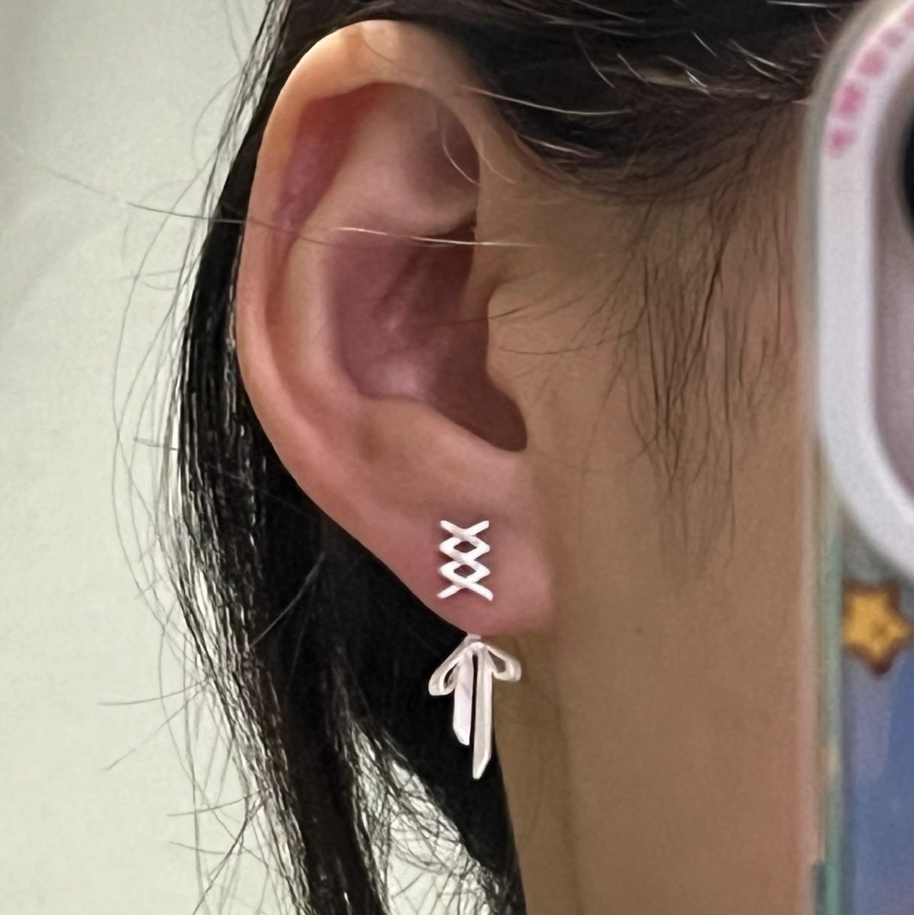 Ballet Style Earring Jackets Sterling Silver Pin Lace And Bowknot Drop Earrings for Girls