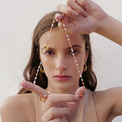 Luxury Sweater Chain with AAA Real Baroque Pearl Pendant 92cm Natural Stone Chain