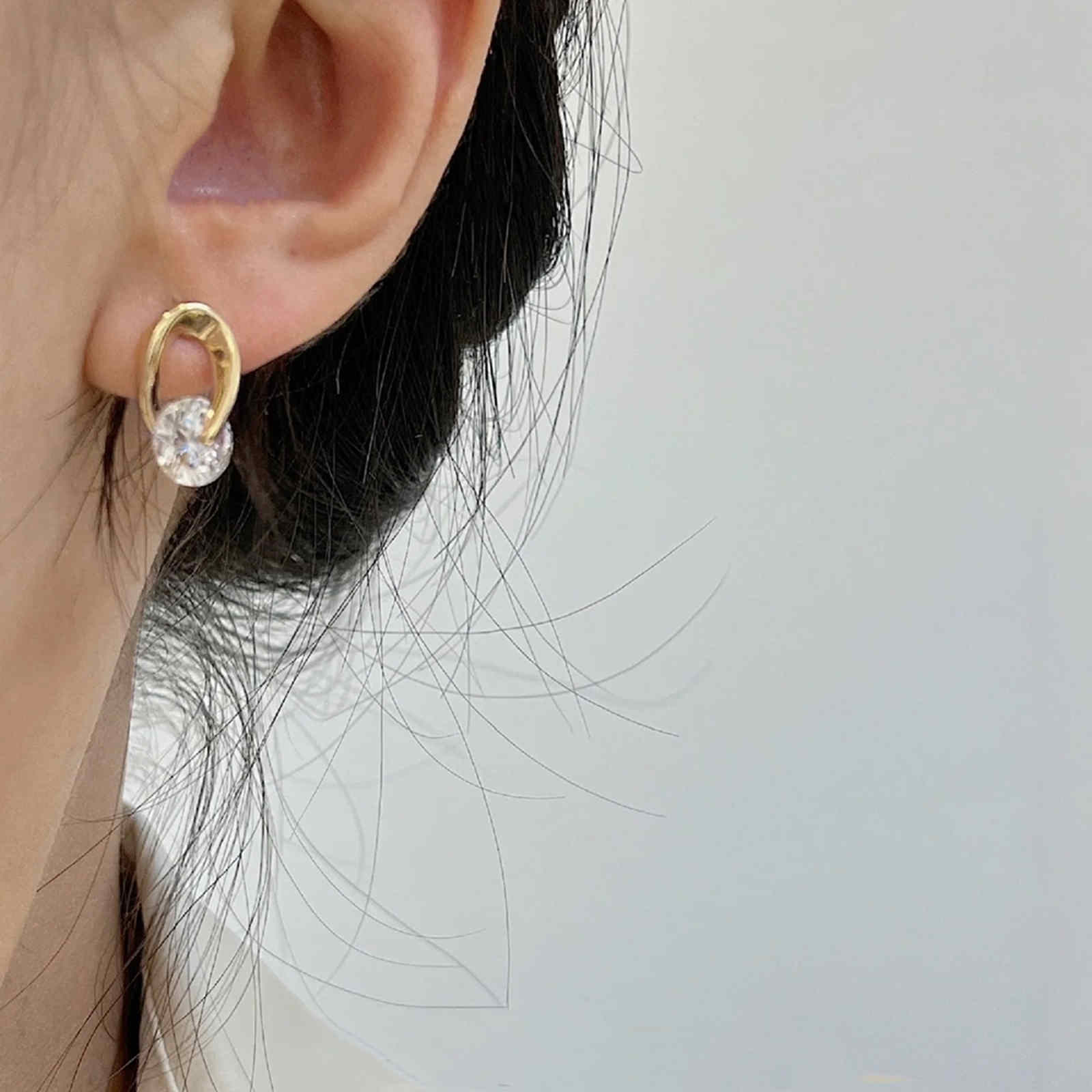 Petite Crystal Drop Earrings Gold and Silver Hoop Stud Earrings with Silver Pin
