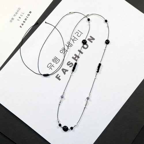 Special Deal Sweater Chain Natural Stone and Rope Necklace Length Adjustable