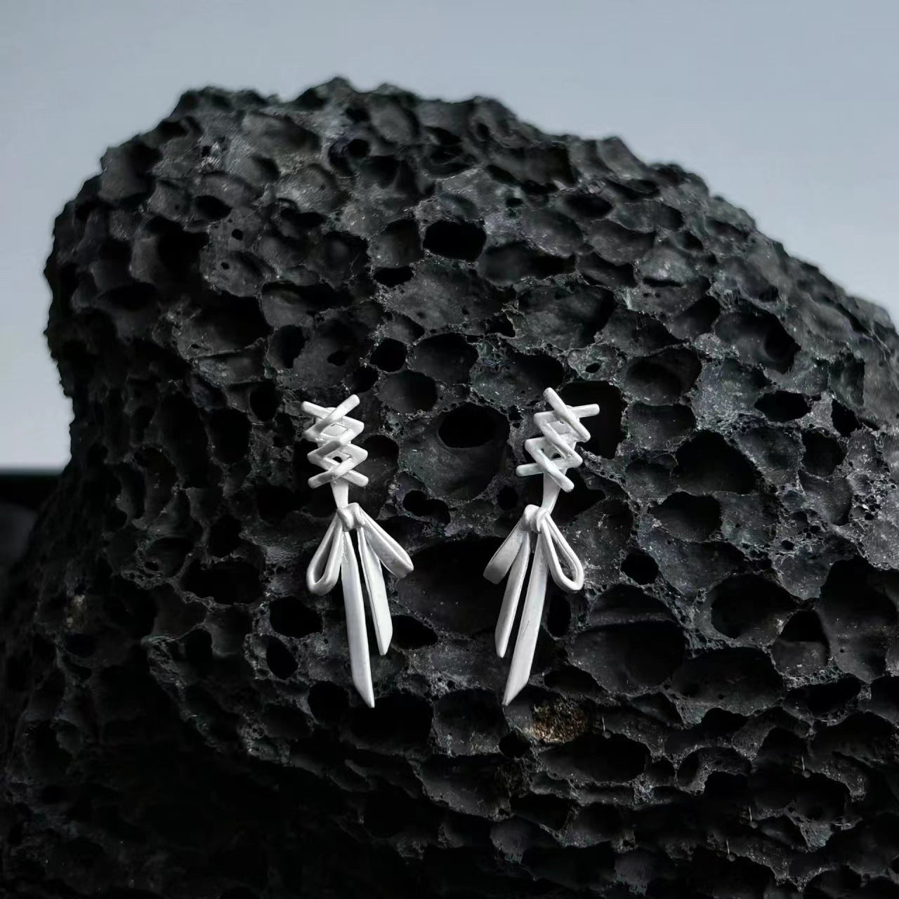 Ballet Style Earring Jackets Sterling Silver Pin Lace And Bowknot Drop Earrings for Girls