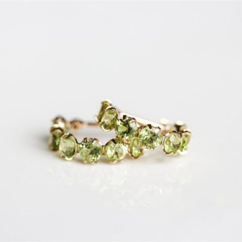 Peridot hoop earings Emerald Earrings for Women Fresh Style Ear Buckle