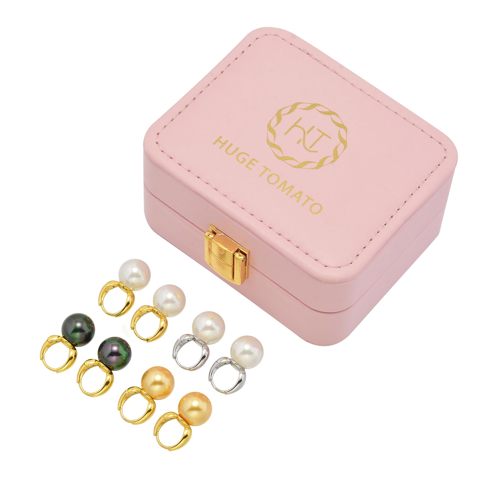 4 Paar neue elegante Perlenohrringe mit silberner Anstecknadel und kostenlosem Schmuck-Organizer