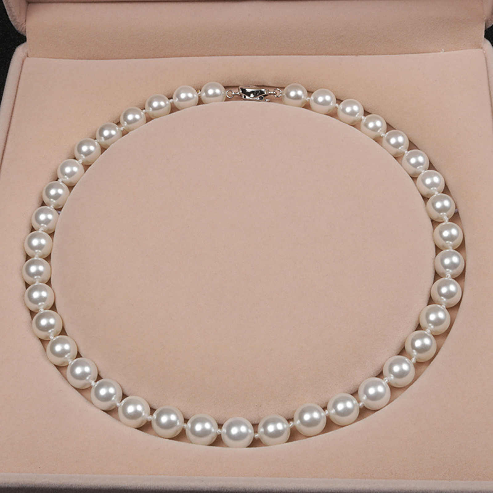New Fashion Pearl Necklace 10mm High Luster Shell Pearl Necklace Silver Clasp 20 inch / 50cm