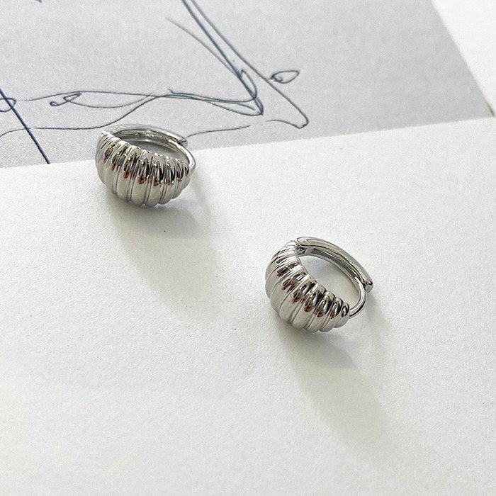Petite Hoop Earrings Small Croissant Hoop Earrings with S925 Silver Pin