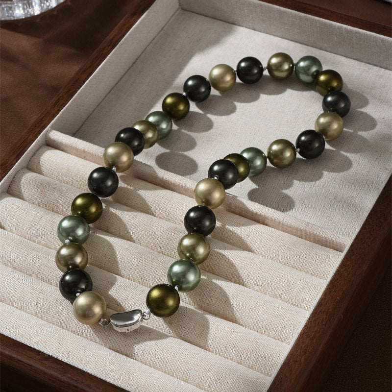 New Fashion Pearl Necklace 10mm High Luster Shell Pearl Necklace Silver Clasp 20 inch / 50cm