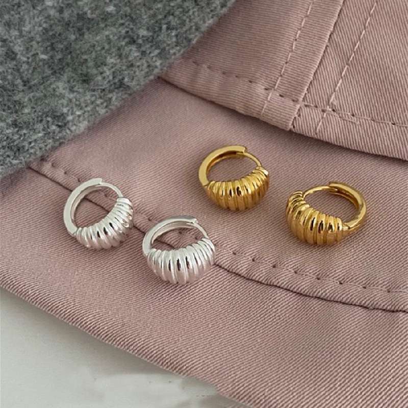 Petite Hoop Earrings Small Croissant Hoop Earrings with S925 Silver Pin