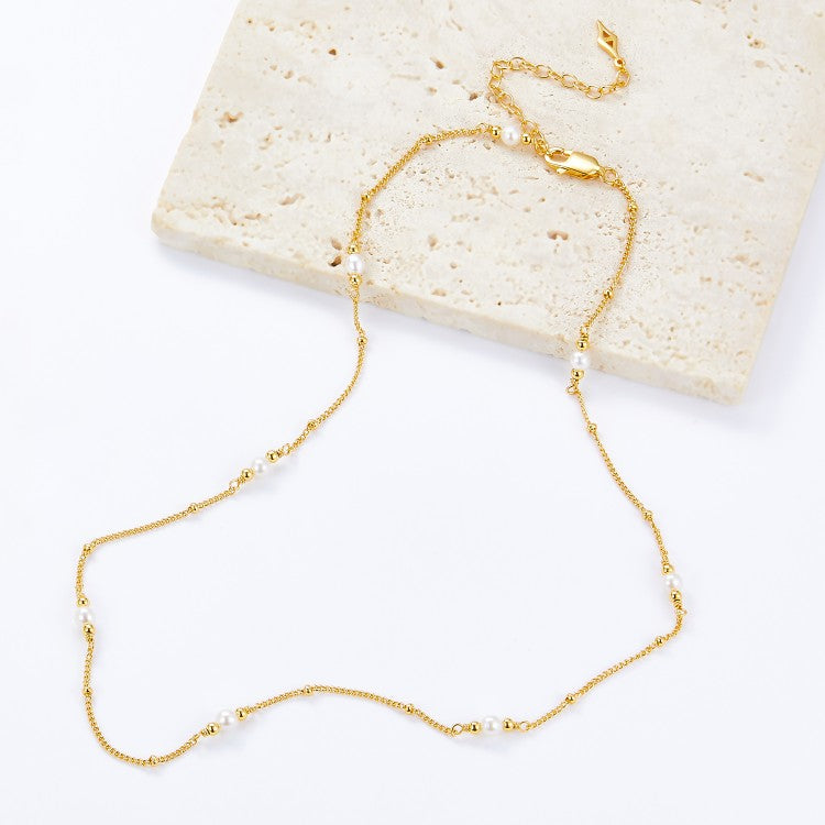 Lapis Lazuli Necklace Natural Blue Stone Necklace Gold Chain 17 inches / 45cm