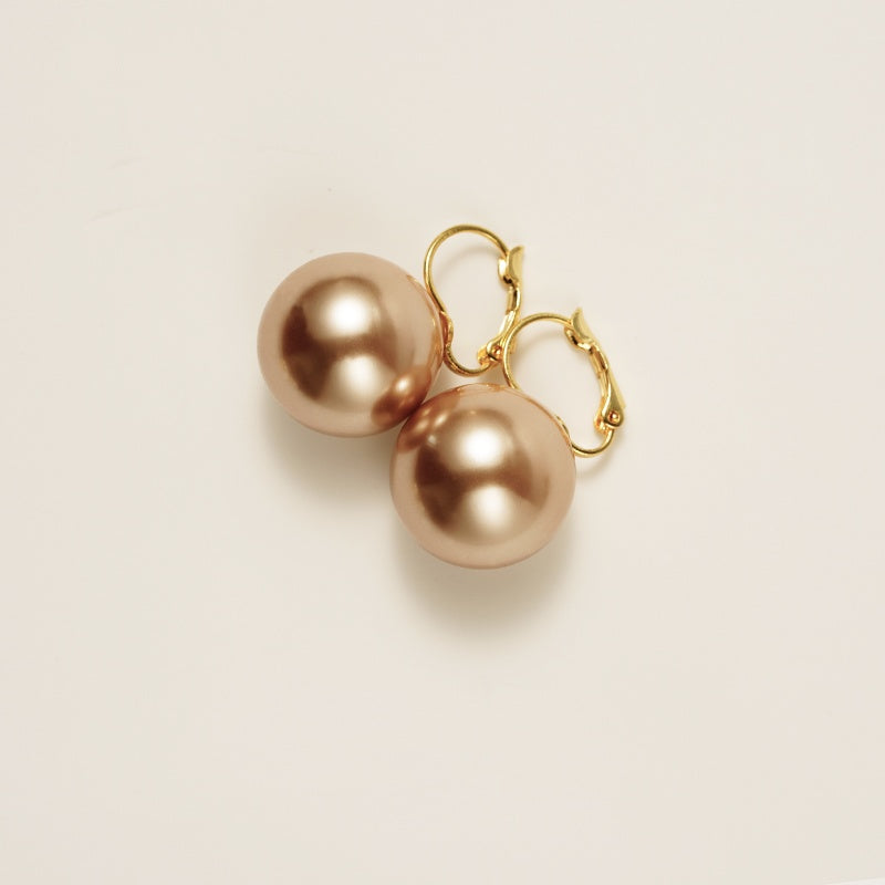 16mm Big Pearl Dangle Earrings Round Pearl Drop Earrings for Women