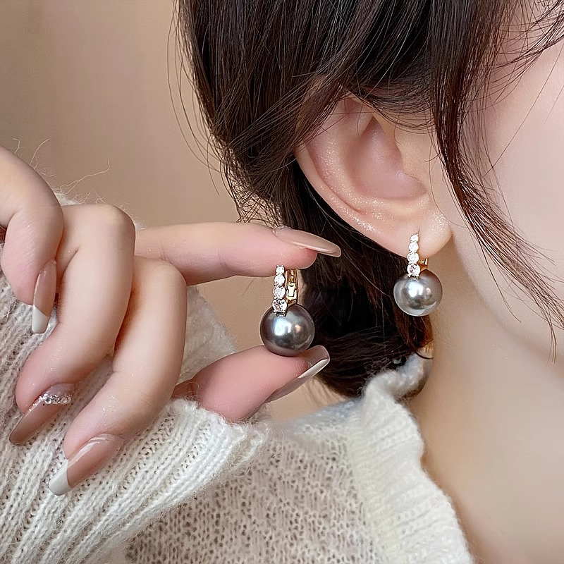 2025 Designed Pearl Drop Earrings with Crystal Hoop S925 Silver Pin