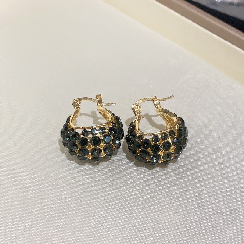 Boucles d'oreilles créoles en cristal vert malachite, grandes et épaisses, avec épingle en argent S925