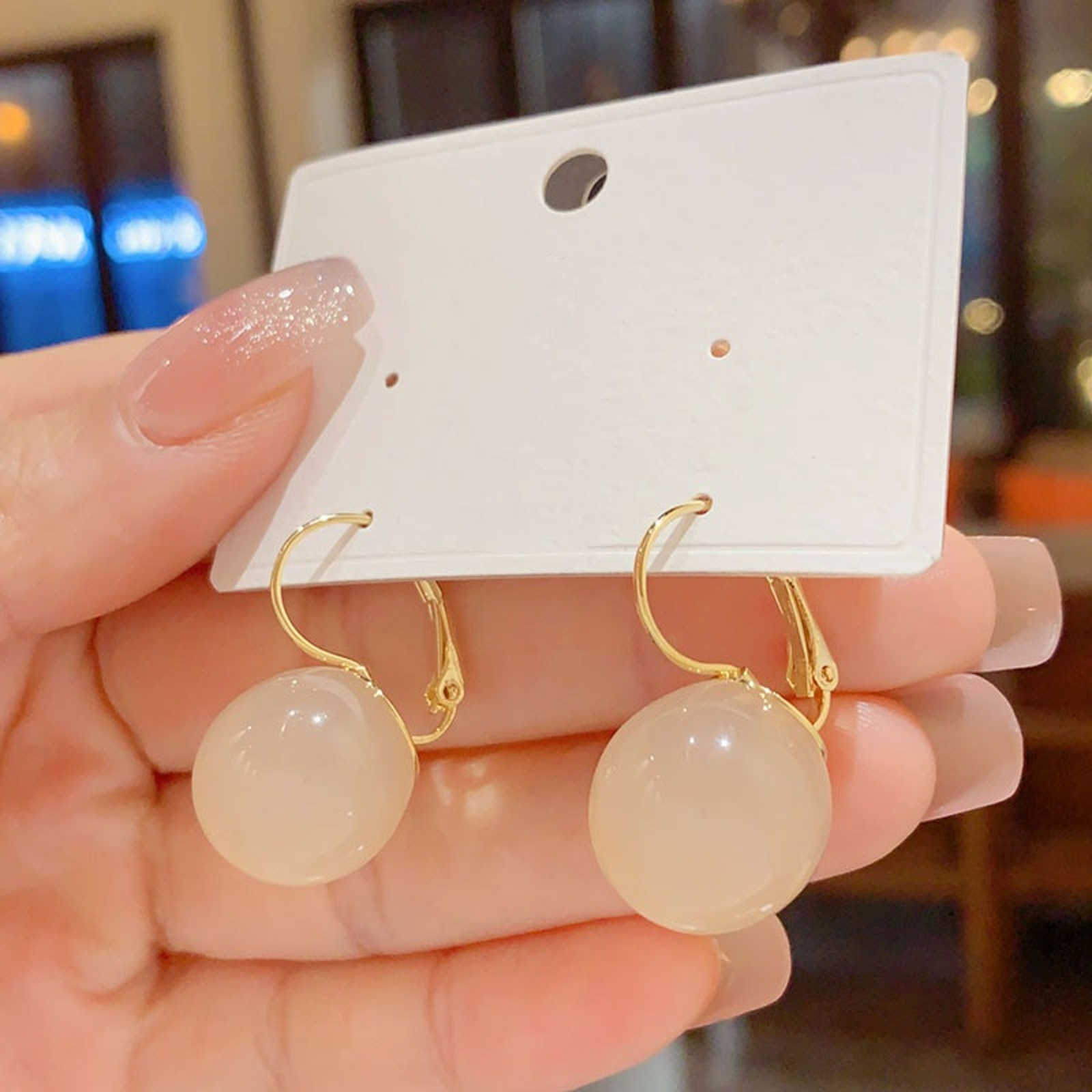 16mm Big Pearl Dangle Earrings Round Pearl Drop Earrings for Women