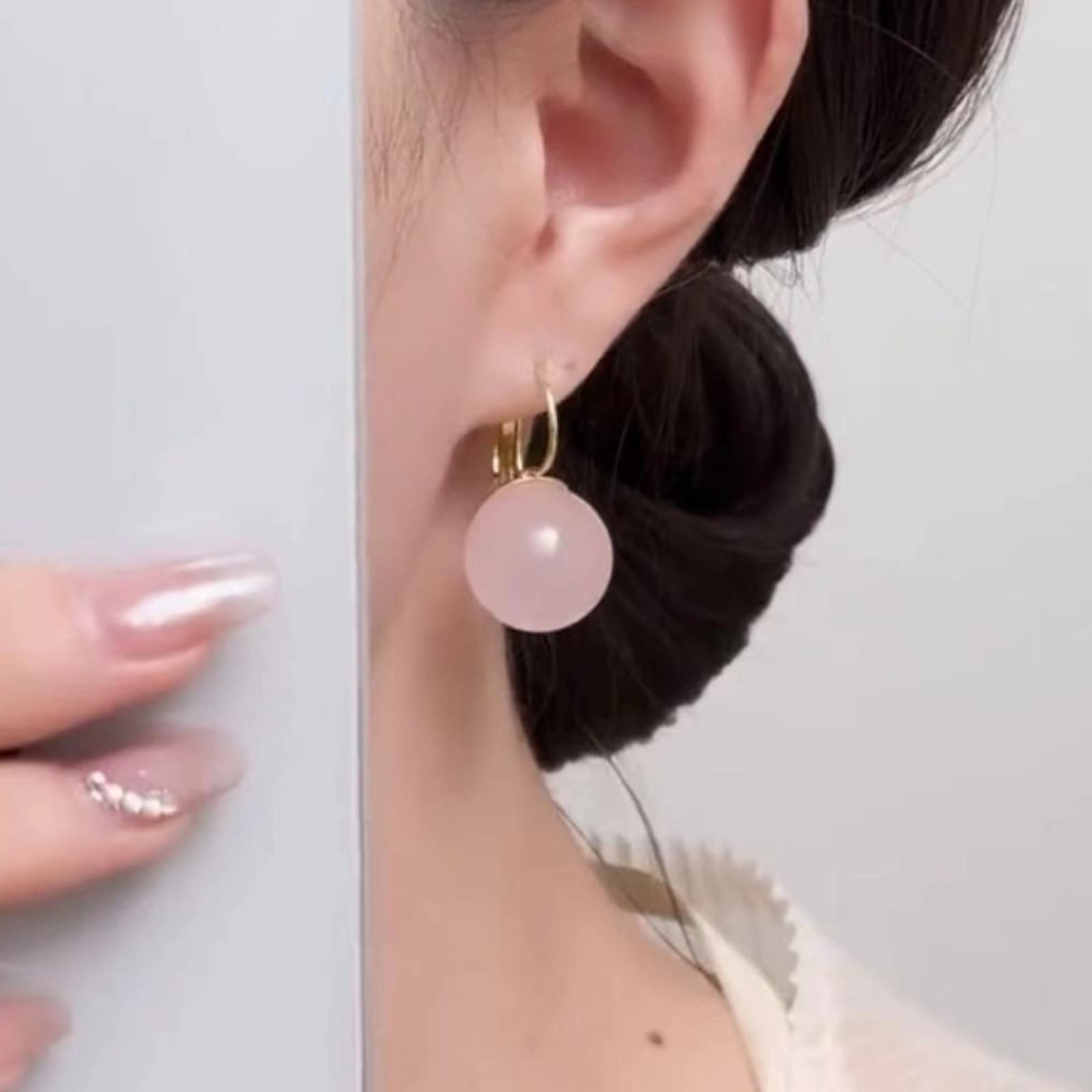 16mm Big Pearl Dangle Earrings Round Pearl Drop Earrings for Women