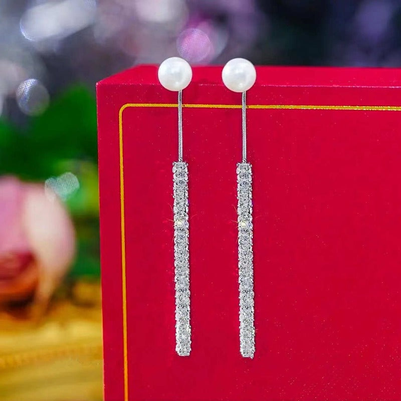 Pendientes colgantes de perlas | Pendientes colgantes de diamantes | Pendientes colgantes para mujer