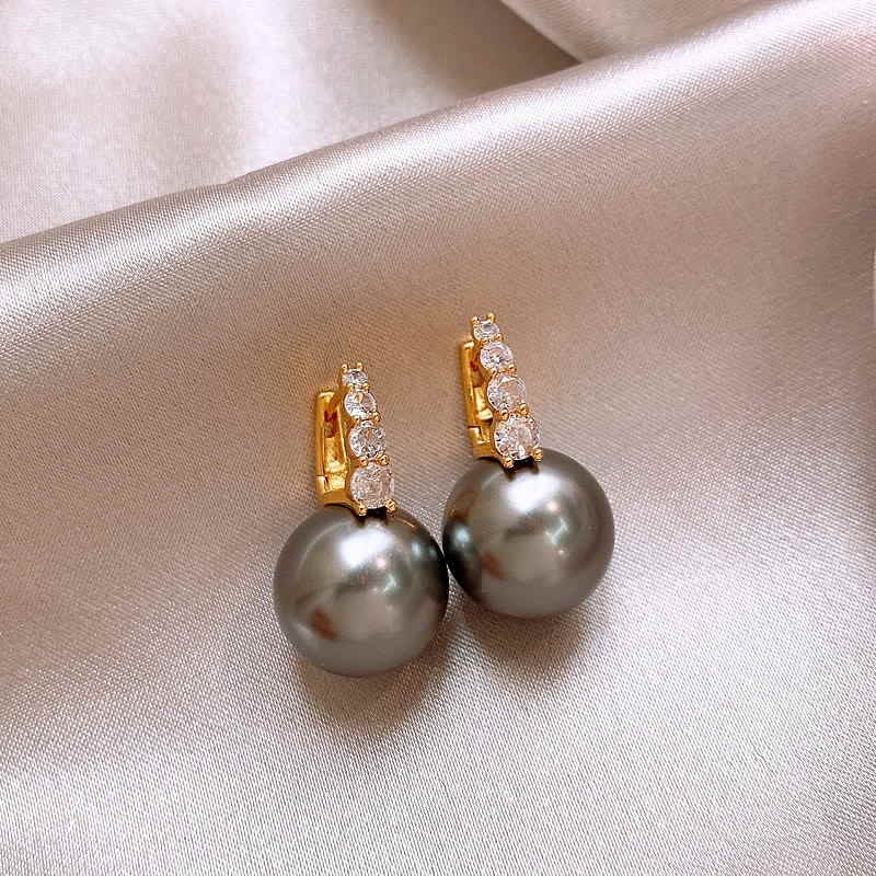 2025 Designed Pearl Drop Earrings with Crystal Hoop S925 Silver Pin