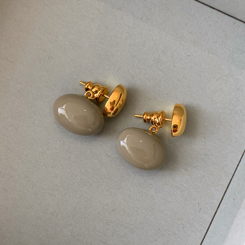 Chaquetas con pendientes de frijol dorado y plateado Pendientes colgantes delanteros y traseros con vibración metálica con pin de plata S925