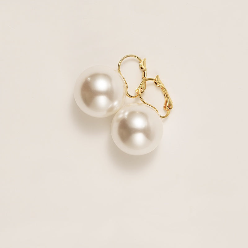 16mm Big Pearl Dangle Earrings Round Pearl Drop Earrings for Women