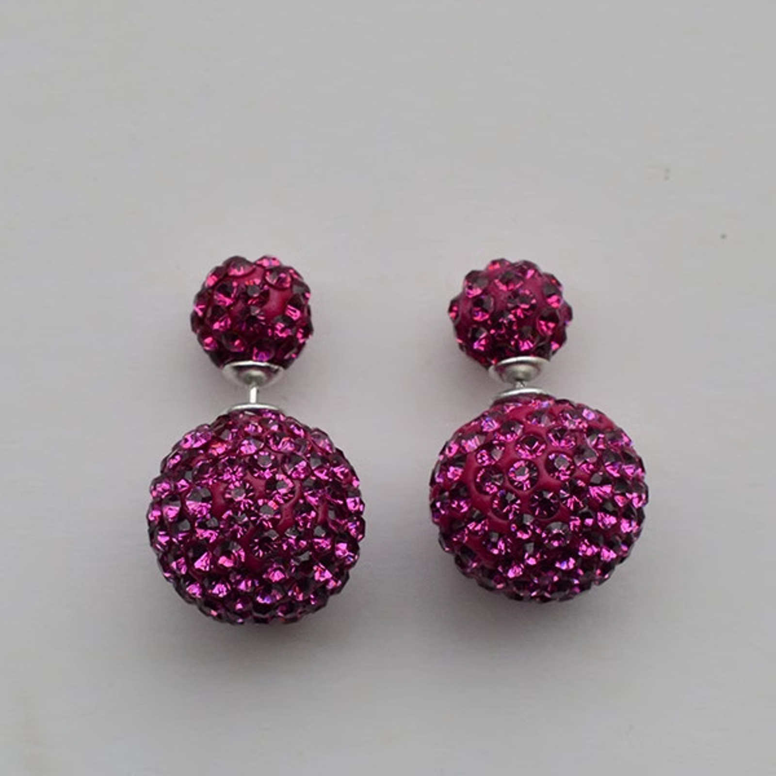 Double Sided Earring Studs Bling Crystal Ball Zircon Stud Earrings with S925 Silver Pin