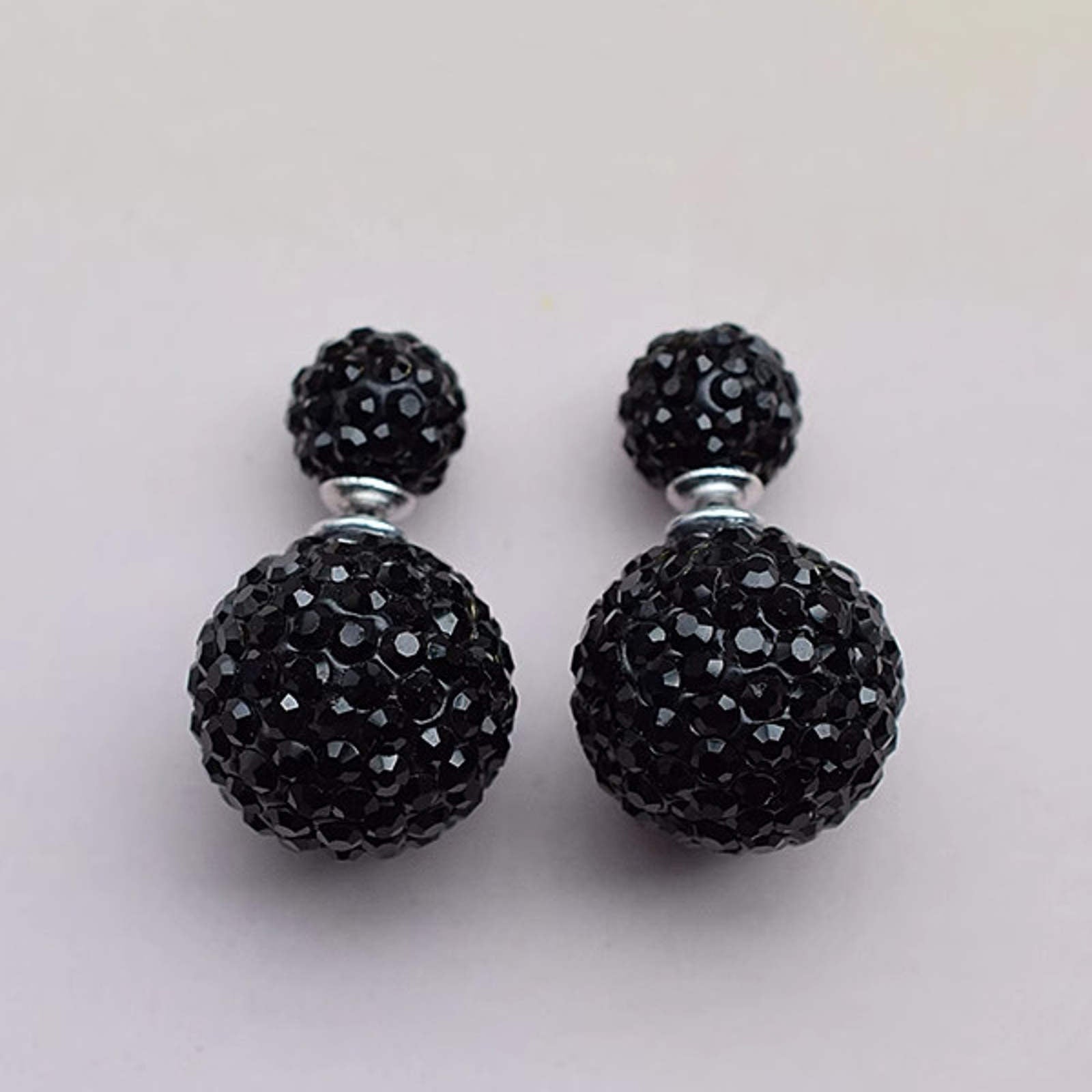 Double Sided Earring Studs Bling Crystal Ball Zircon Stud Earrings with S925 Silver Pin