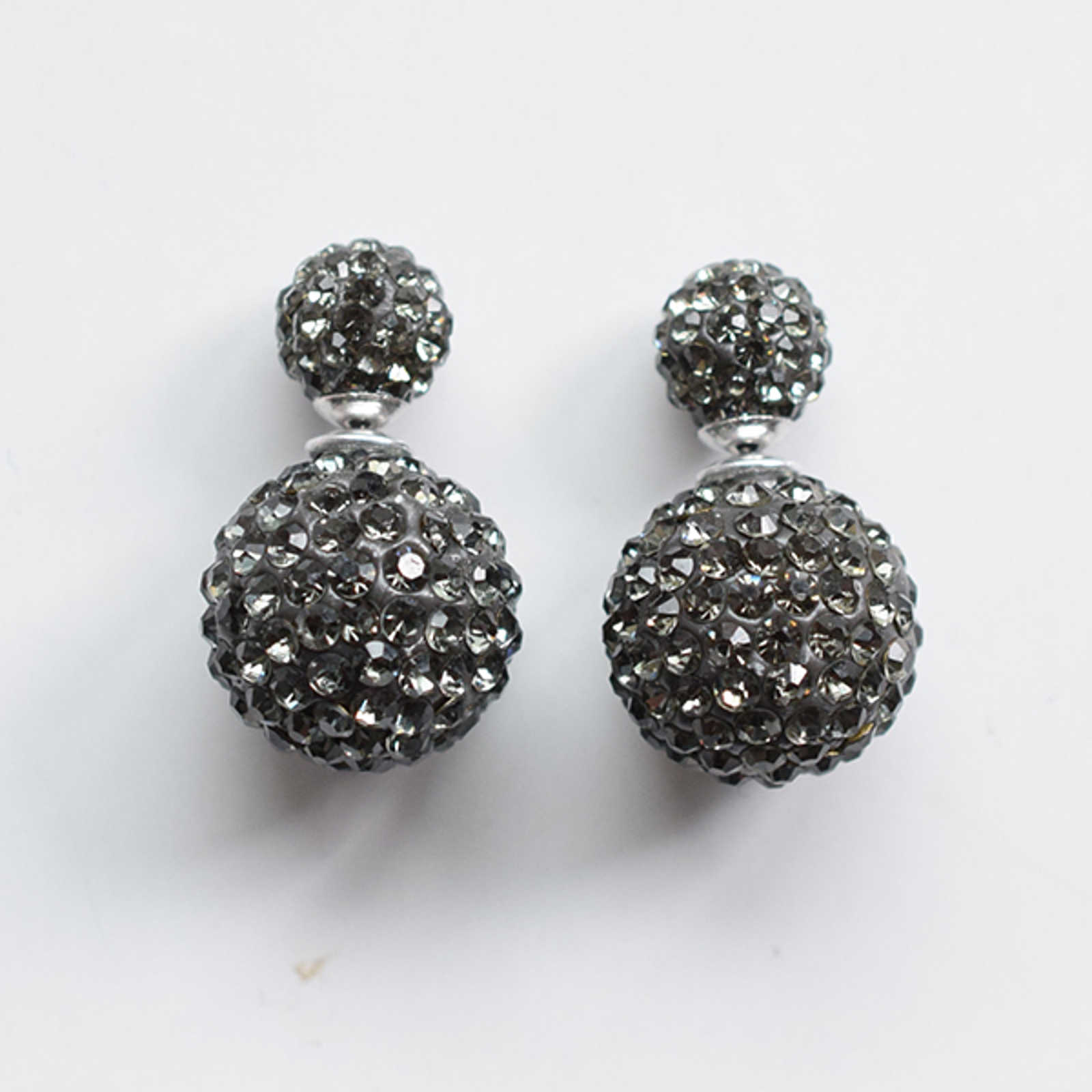 Double Sided Earring Studs Bling Crystal Ball Zircon Stud Earrings with S925 Silver Pin