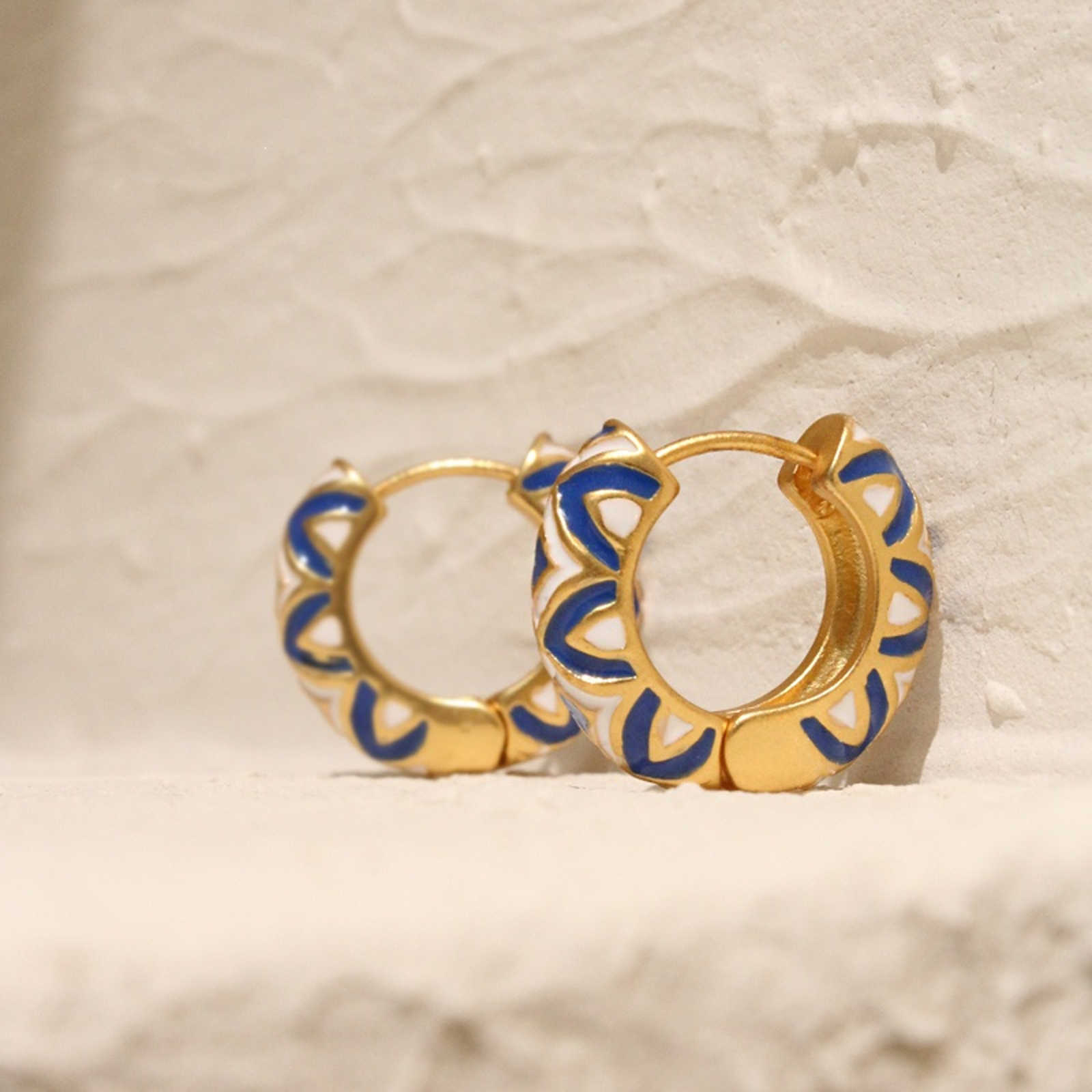Klein Blue Hoop Earrings Designed Gold Hoop Earrings for Men and Women