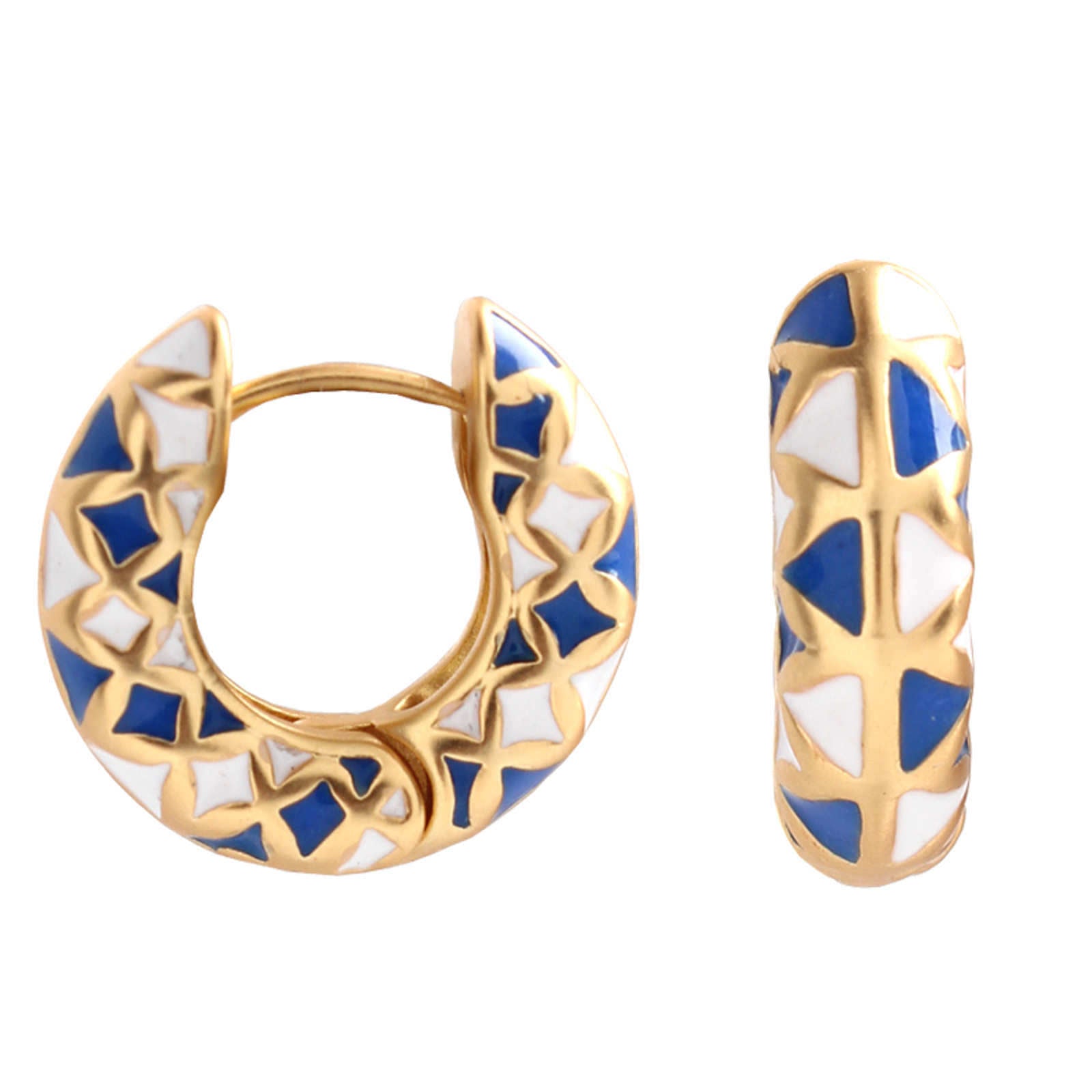 Klein Blue Hoop Earrings Designed Gold Hoop Earrings for Men and Women