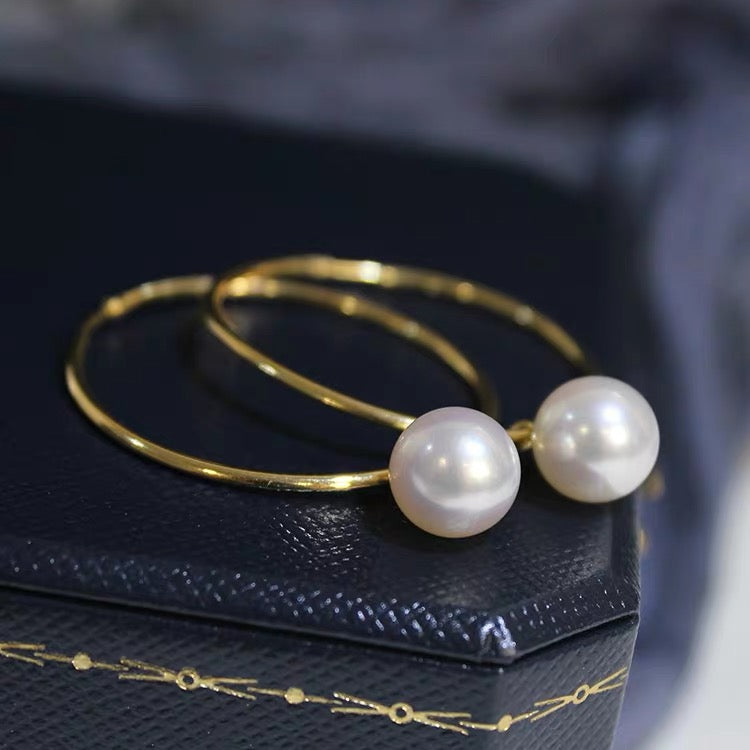 Big Hoop Earrings with Pearl Drop Gold And Silver Hoop Pearl Earrings Silver Pin