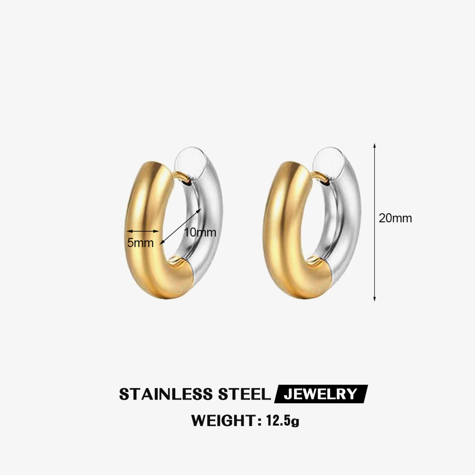 Gold Silver Hoop Earrings Silver Chunky Earrings S925 Silver Pin For Men and Women