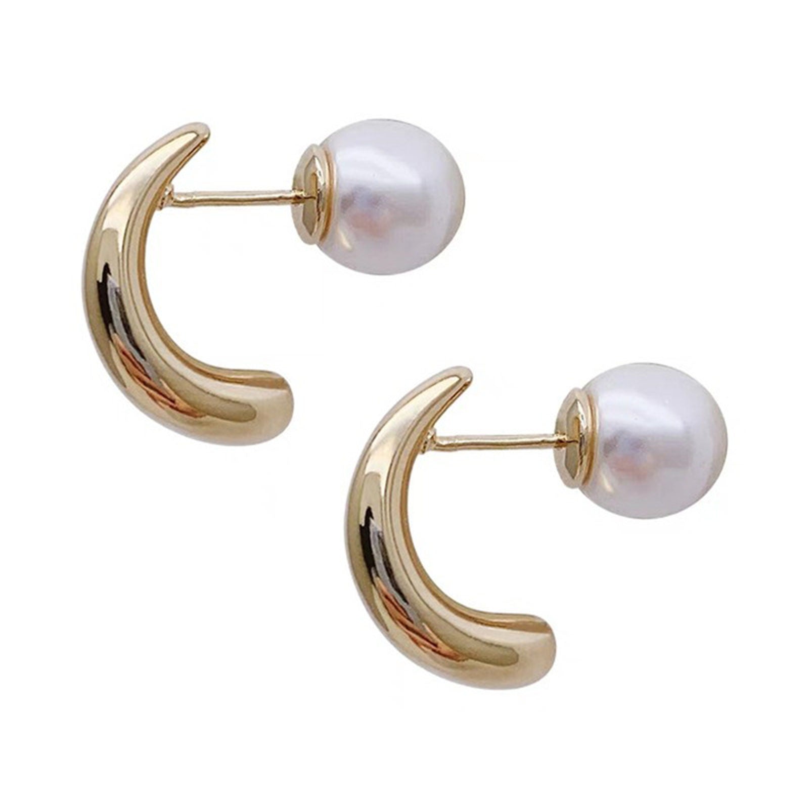 2-Way to Wear Gold Hoop and Pearl Earrings with Silver Pin