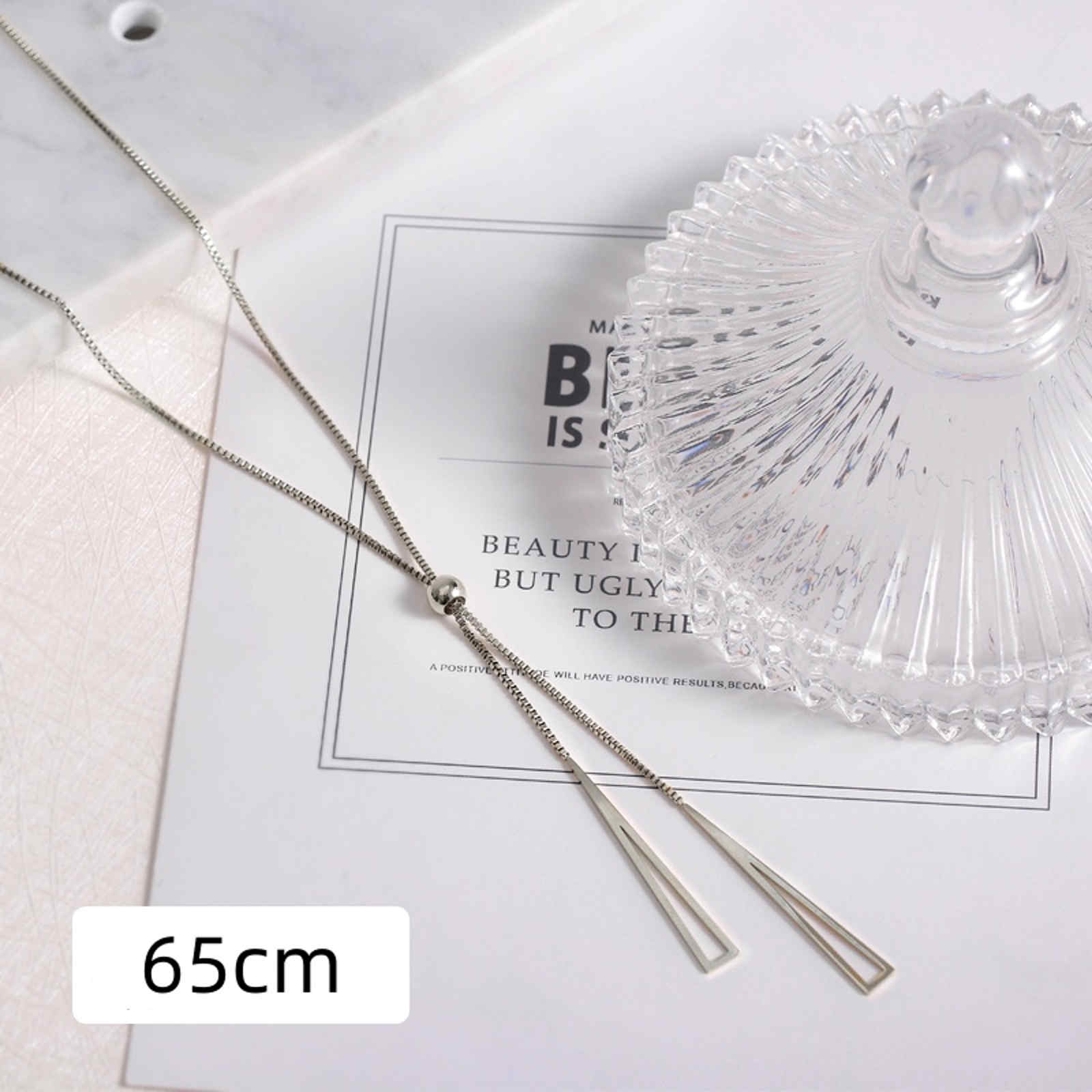 3 Color Available Minimalism Necklace Triangle Pendant Long Necklace Gold Silver and Rose Gold Necklace