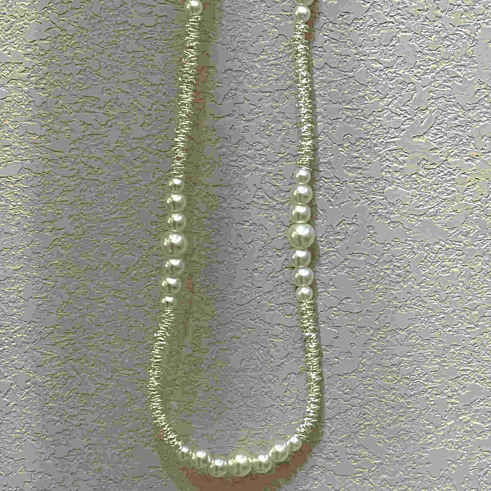 100cm Long Shell Pearl Necklace with Shiny Shattered Silver Design A Lady's Must-Have