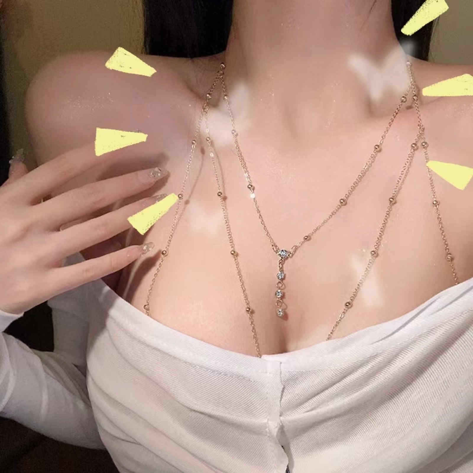Gold and Silver Necklace Sexy Body Chain Necklace Bikini Bra Body Jewelry for Women