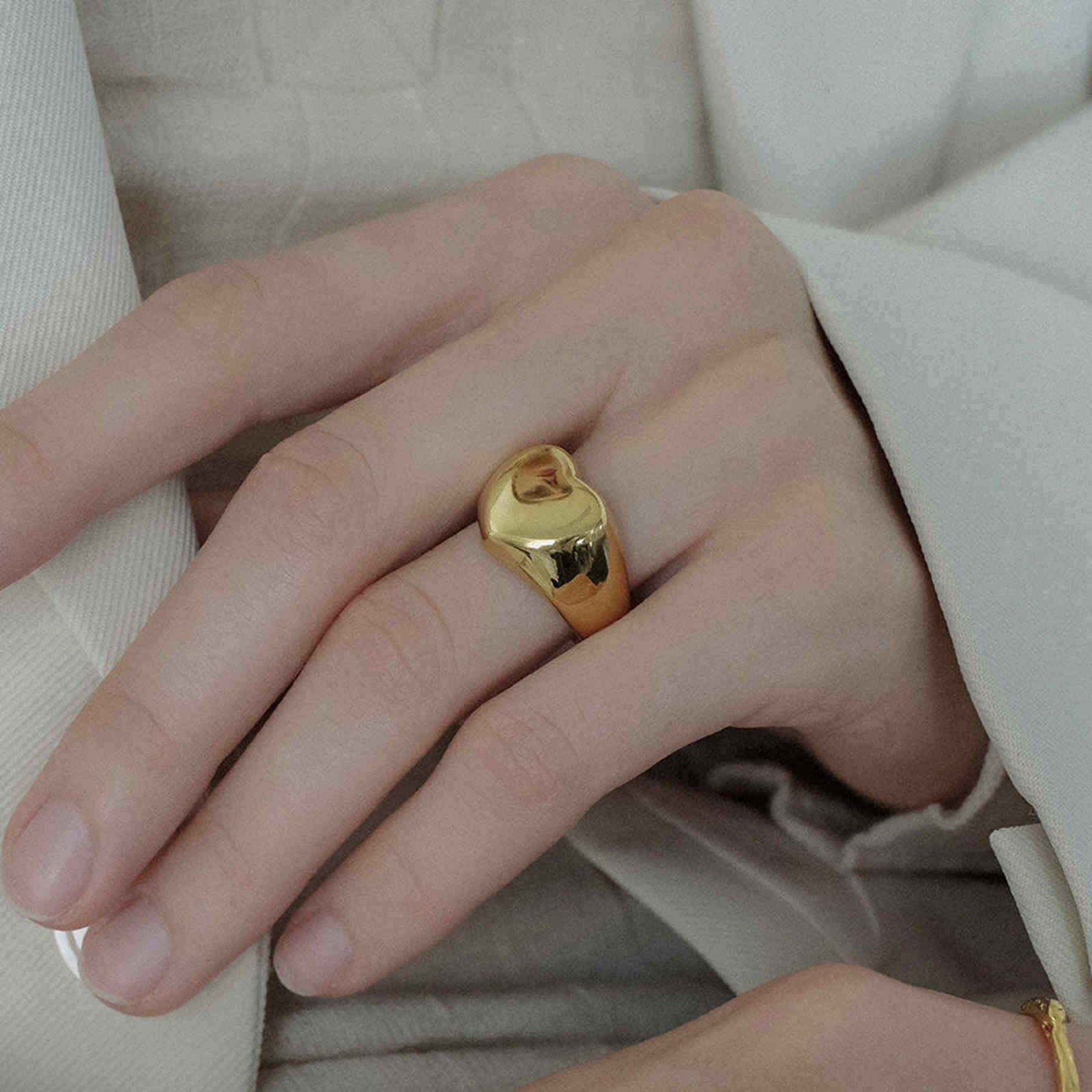 Bagues plaquées or 14 carats Croissant Chevalière torsadée Bague dôme épaisse Bague étoile empilable Bijoux minimalistes