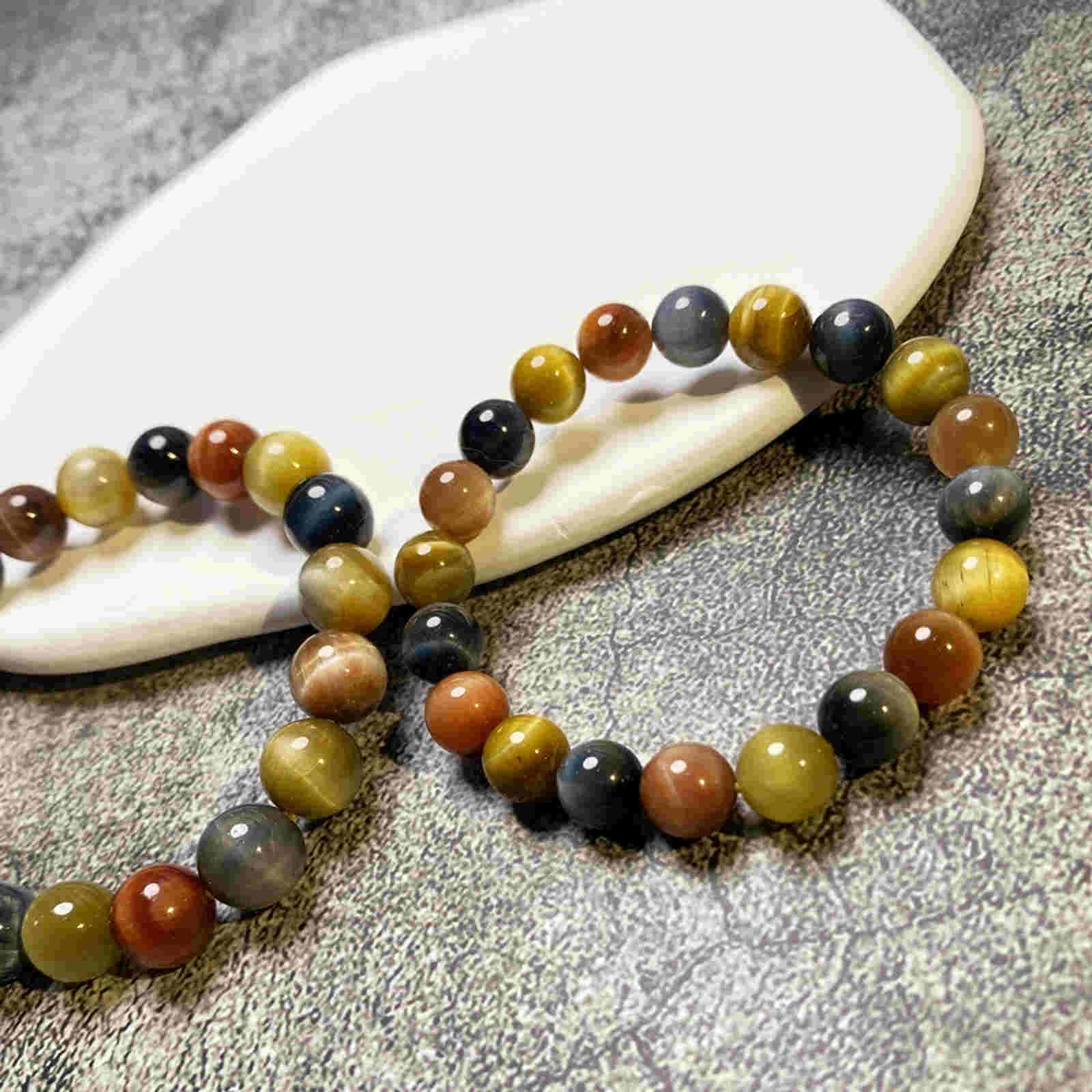 Natural Tiger's Eye Stone Bracelet 8-14mm Luxury Bracelet Strong Elastic Rope