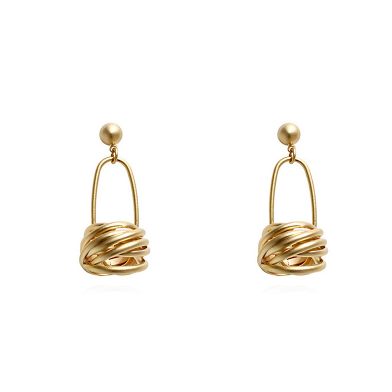 Boucles d'oreilles pendantes en or mat conçues Boucles d'oreilles en fil d'or torsadé avec broche en argent