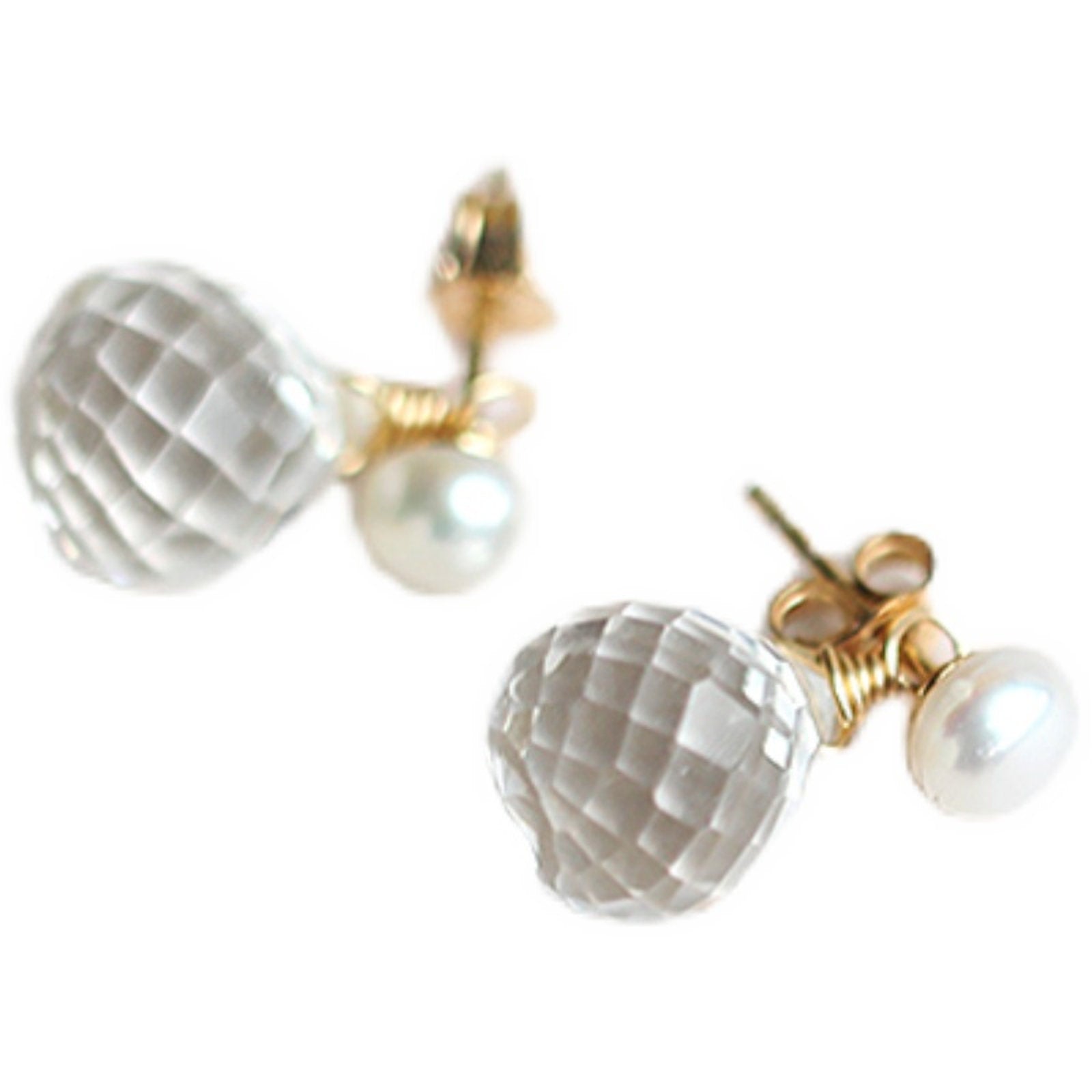 4.5MM Freshwater Pearl Earrings Jacket Crystal Ball Drop Earrings with S925 Silver Pins