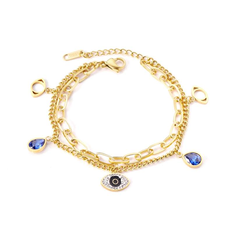 Gold Lucky Eye Bracelet Fashion 14K Gold Plated Bracelet
