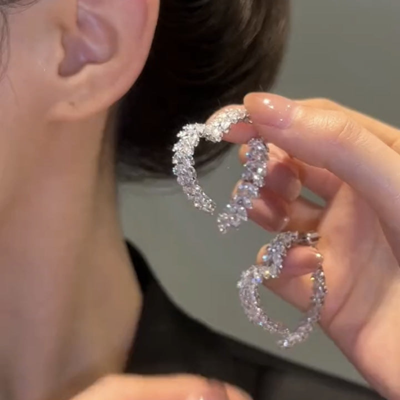 Crystal Front-Back Dangling Earring Jackets Silver Zircon Earrings Silver Pin 3 Styles