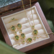 Peridot Stone Jewelry Set Peridot Earrings Bracelet Necklace and Rings Olivine Stone Jewelry