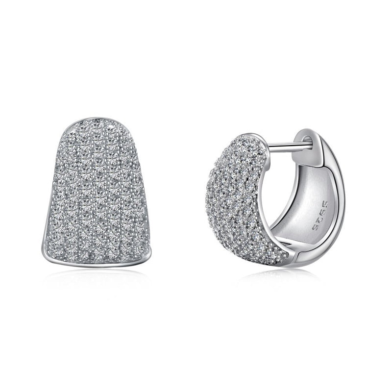 S925 Silver Chunky Hoop Earrings Huggie Diamond Hoop Earrings for Men