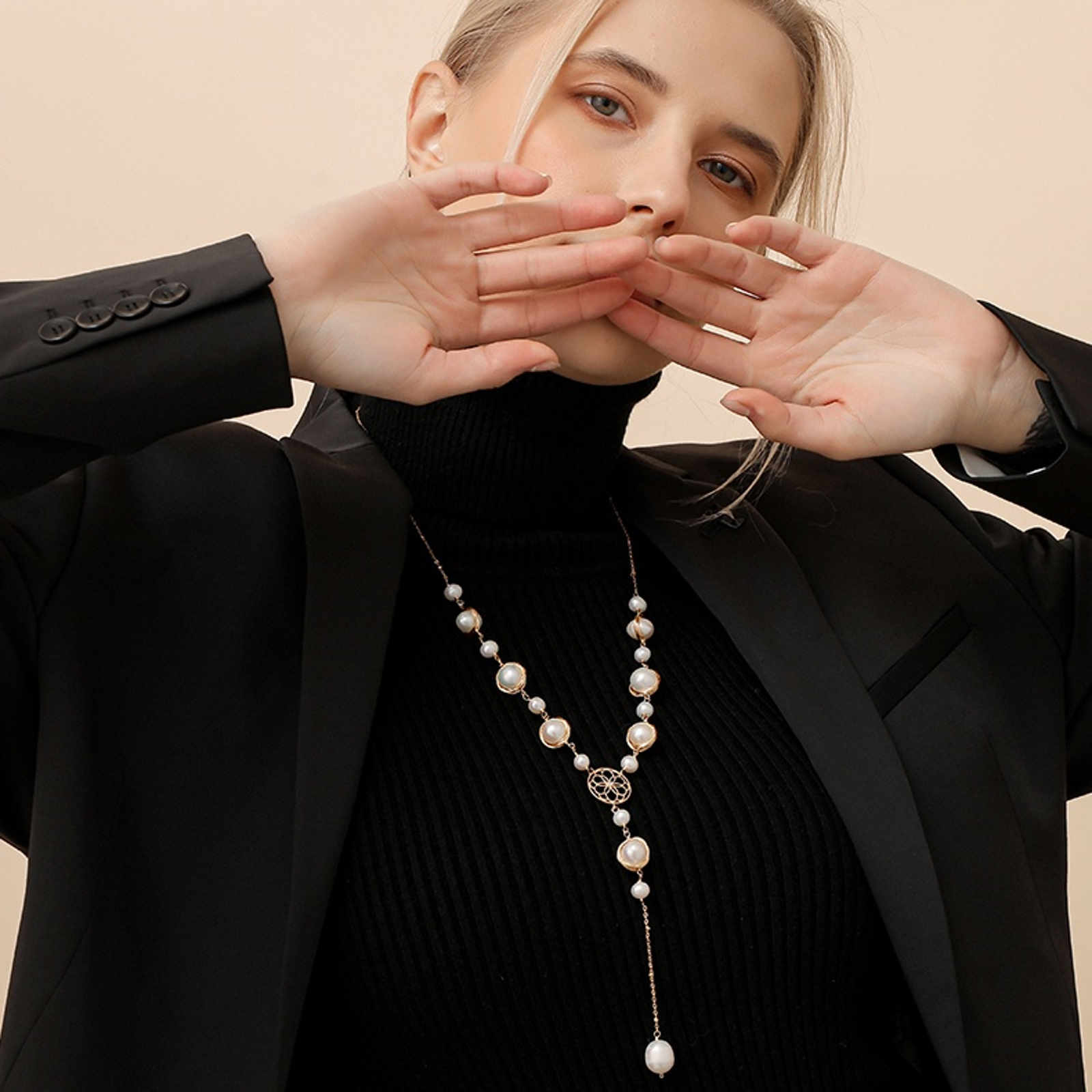 Luxury Real Baroque Pearl Long Necklace Colorful Freshwater Pearl Long Sweater Chain