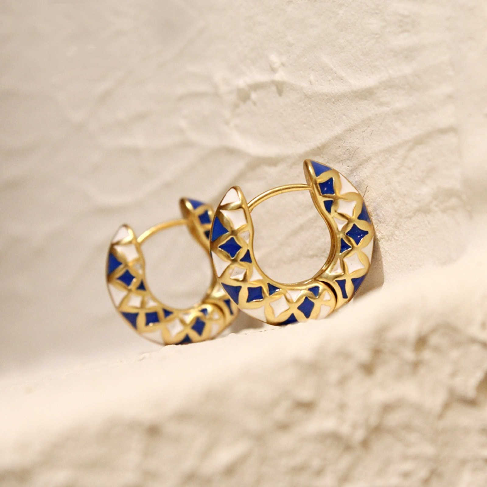 Klein Blue Hoop Earrings Designed Gold Hoop Earrings for Men and Women