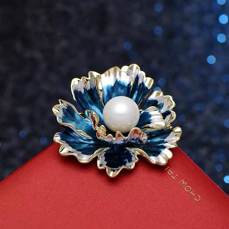 Best Gift Choice Peony Brooch Large Flower Pearl Brooch Pin White Red Purple Available