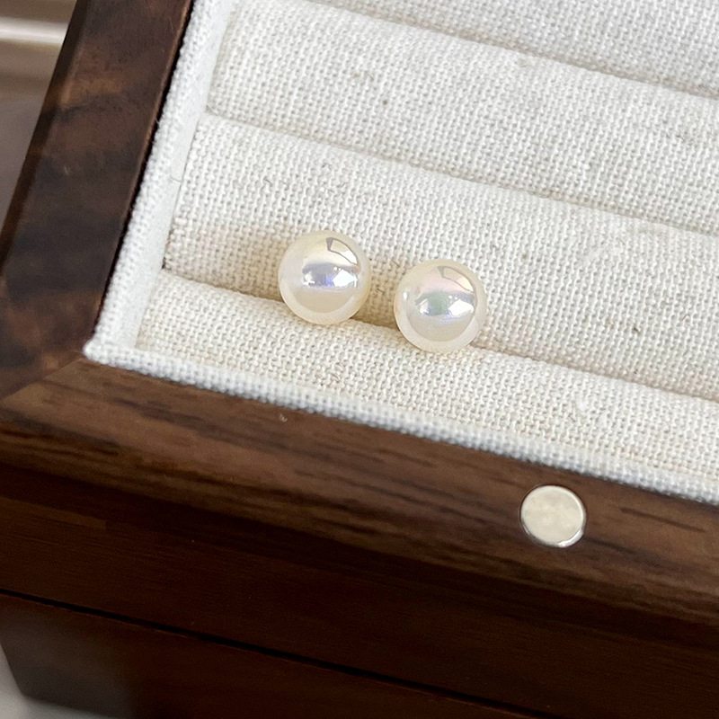 Opal Moonstone Earring Studs Shell Pearl Studs with S925 Silver Pin 8 to 14mm