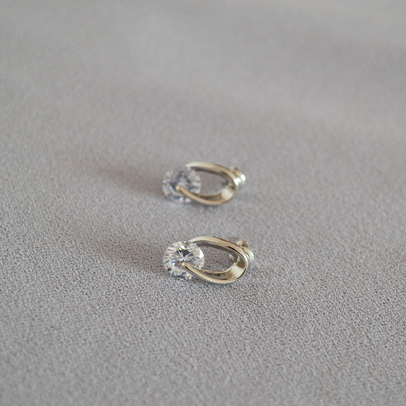 Petite Crystal Drop Earrings Gold and Silver Hoop Stud Earrings with Silver Pin
