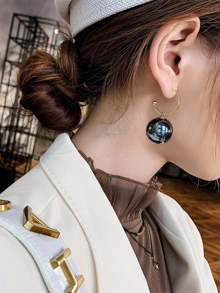 big black pearl drop earrings